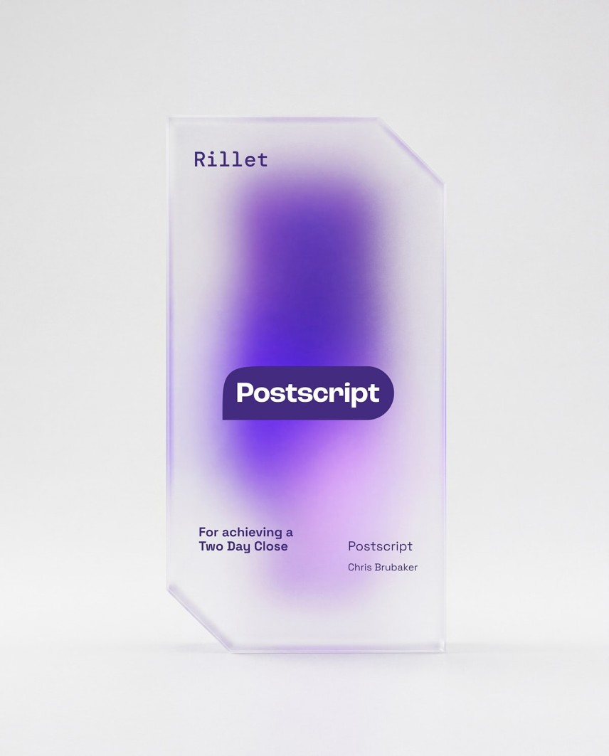 Trofeo Rillet Postscript 2026 acrilico riciclato Sustain Awards