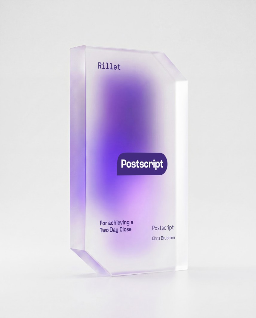 Trofeo Rillet Postscript 2026 acrilico riciclato Sustain Awards