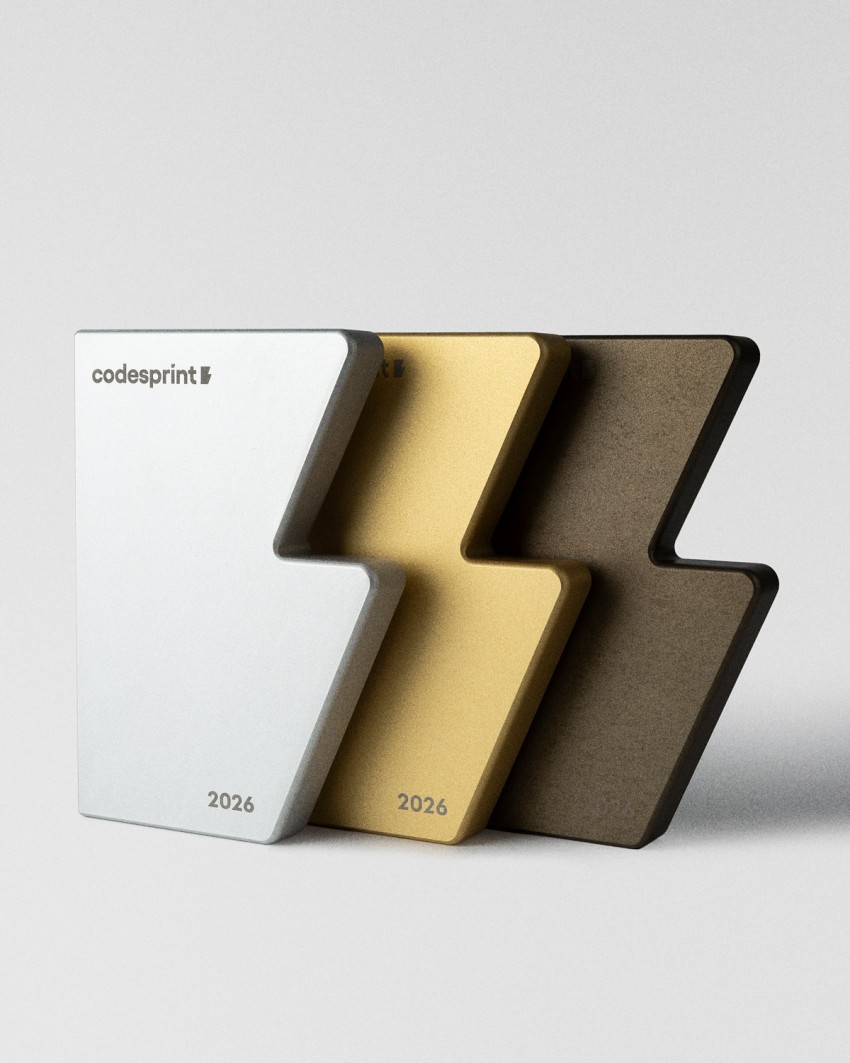 Trofei Codesprint Hackathon 2026 in argento, oro e bronzo Sustain Awards